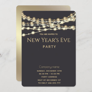 Modern string lights corporate New Year  party   Invitation