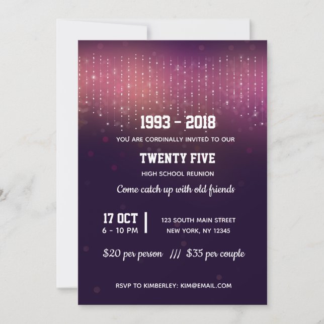 Modern string lights invitation (Front)