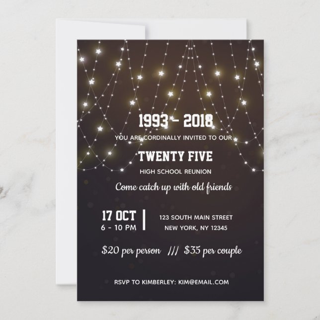 Modern string lights invitation (Front)