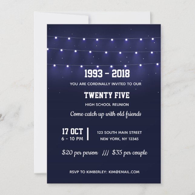 Modern string lights invitation (Front)