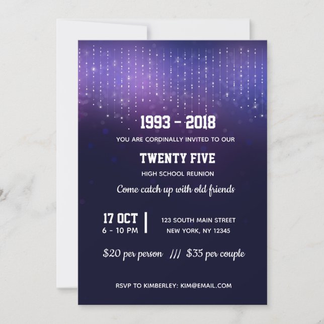 Modern string lights invitation (Front)