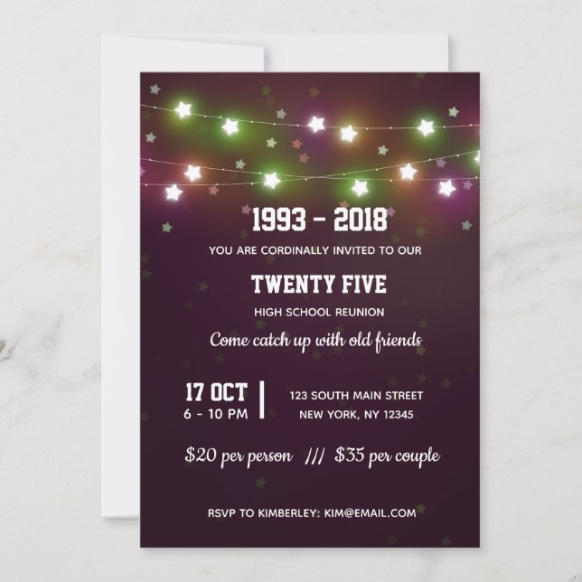 Modern string lights invitation (Front)