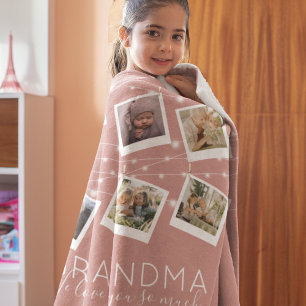Modern String Lights Photo Collage Fleece Blanket