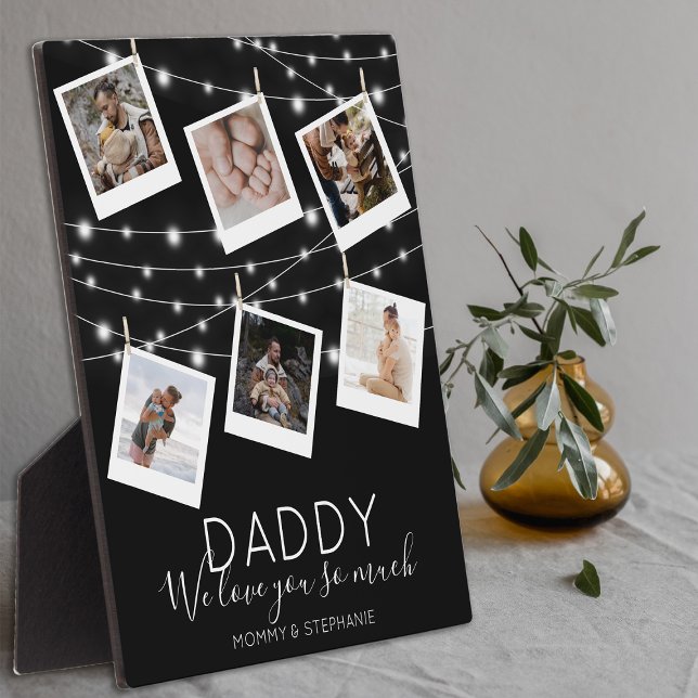 Modern String Lights Photo Collage Plaque (Creator Uploaded)