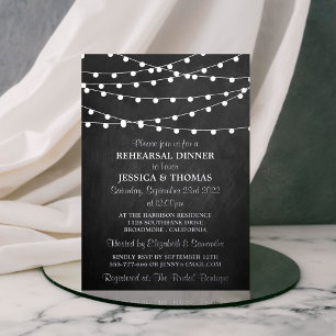Modern String Lights Wedding Rehearsal Dinner Real