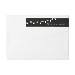 Modern String Lights, White & Gold Wedding Wrap Around Label