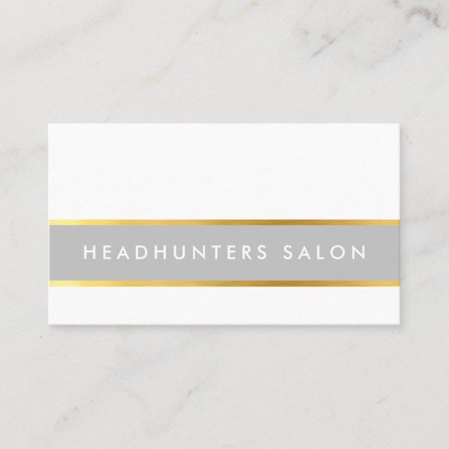 MODERN STRIP skinny band simple slick grey gold Business Card (Front)