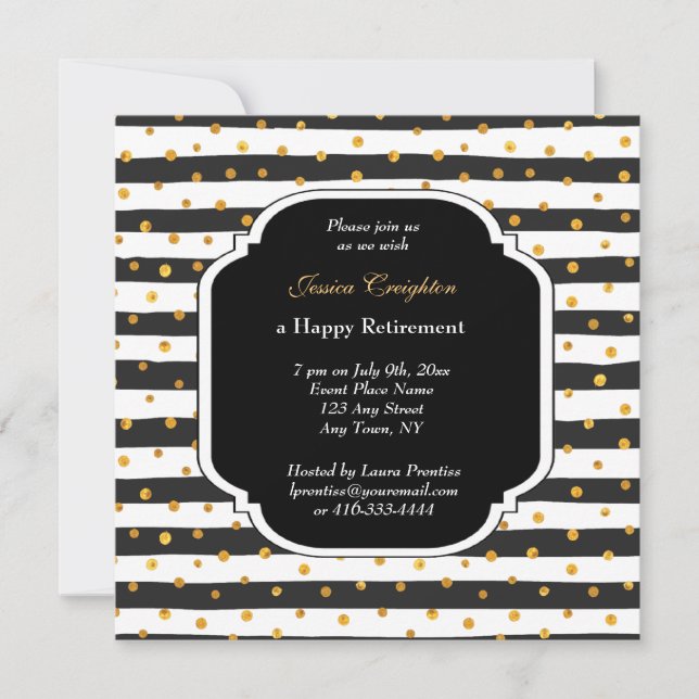 Modern Stripe and Dots Retirement Invitations (Front)