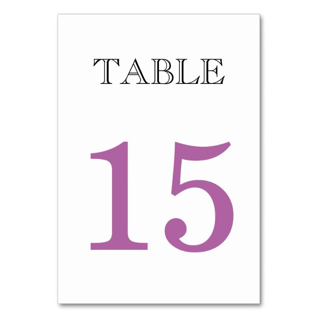 Modern stripe and purple, grey minimal wedding 1 table number (Front)