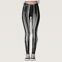 Modern Stripe / Black White Leggings