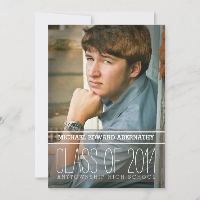 Modern Stripe Bold Graduation Party Invitation (Front)