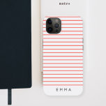 Modern Stripe | Coral Pink Grey Scandinavian Name Case-Mate iPhone Case<br><div class="desc">A simple, stylish case with a modern chunky horizontal stripe design in coral pink, with a light grey background in a minimalist ‘Scandi’ Scandinavian style. Your name, initials or favourite word in modern block typography in trendy off black which you can easily personalise for yourself or as a special gift...</div>