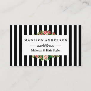 Modern Stripe Floral  Business Card