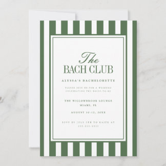 Modern Stripe Green Bachelorette Weekend Itinerary Invitation