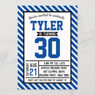 Modern Stripe Male 30th Birthday Invitation