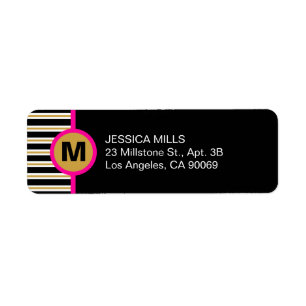 Modern Stripe Monogram Return Address Label
