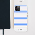 Modern Stripe | Nautical Blue Striking Scandi Case-Mate iPhone Case<br><div class="desc">A simple, striking case with a modern chunky horizontal stripe design in nautical blue, with a light grey background in a minimalist ‘Scandi’ Scandinavian style. Your name, initials or favourite word in modern block typography in trendy off black which you can easily personalise for yourself or as a special gift...</div>