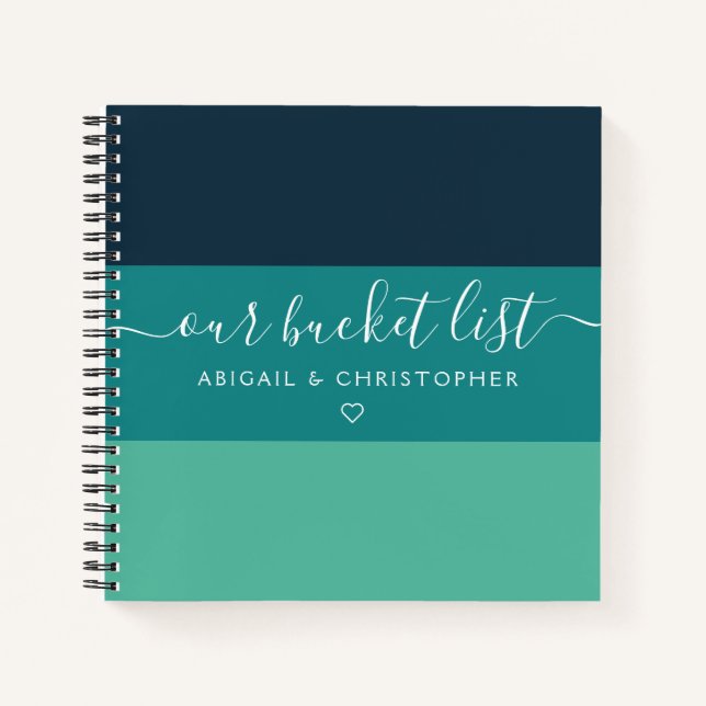 Modern Stripe Our Bucket List Couple Keepsake Notebook (Front)