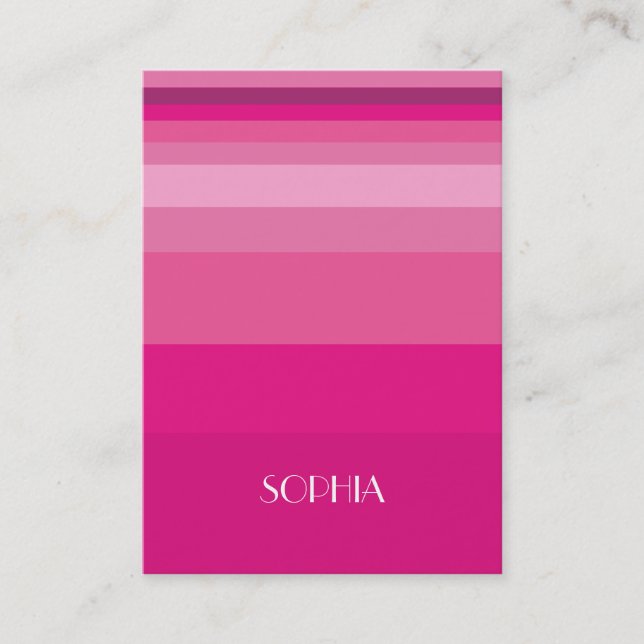 Modern Stripe Pink Gradient Business Card (Front)