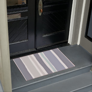 Modern stripe slate blue and grey doormat