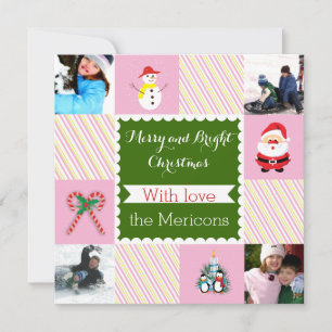 Modern striped Christmas flat photo Holiday Card