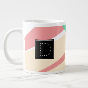 Modern Striped Geometrical Pattern Monogram Large Coffee Mug