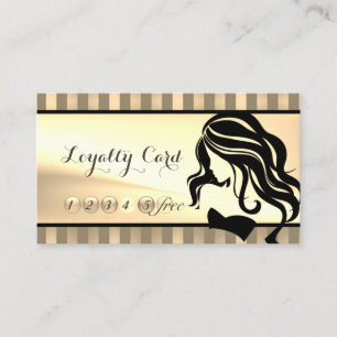 Modern ,Striped,Girl Silhouette   Loyalty Card