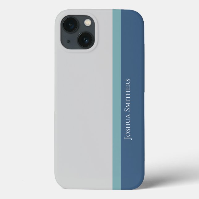 Modern Striped Grey, Teal, & Blue Case-Mate iPhone Case (Back)