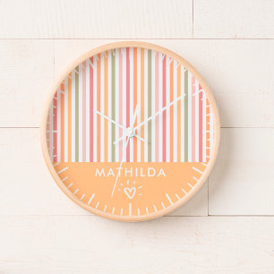 Modern striped kids room clock