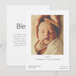 Modern Striped Newborn Photo  Birth  Announcement 