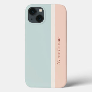 Modern Striped Pastels, Blue & Peach Color Block iPhone 13 Case