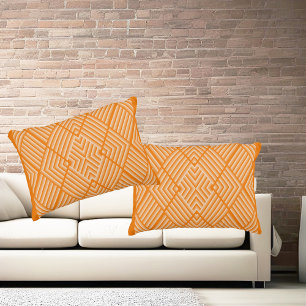 Modern striped pattern in shades of orange decorative cushion