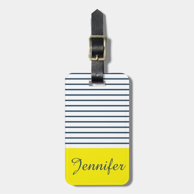 Modern striped pattern luggage tag (Front Vertical)