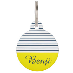 Modern striped pattern pet tag
