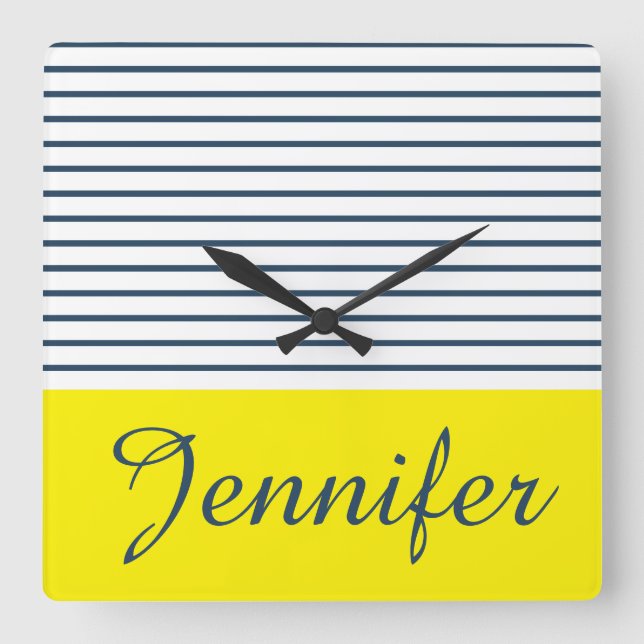 Modern striped pattern square wall clock (Front)