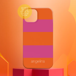 Modern Striped Pattern with custom name iPhone 16 Case