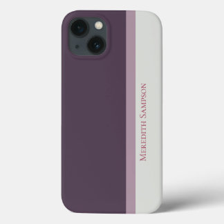 Modern Striped Purple & Grey Colour Block iPhone 13 Case