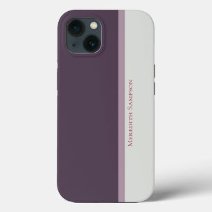 Modern Striped Purple & Grey Colour Block iPhone 13 Case