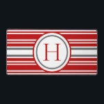 Modern Striped Red White & Grey Team Colours Desk Mat<br><div class="desc">This desk mat design features a beautiful red,  grey,  & white striped pattern with an area for you to add a personalised monogram. Perfect for representing with team colours,  or just to look good! Makes a great gift. Created by Simply Farmhouse Press.</div>