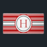 Modern Striped Red White & Grey Team Colours Desk Mat<br><div class="desc">This desk mat design features a beautiful red,  grey,  & white striped pattern with an area for you to add a personalised monogram. Perfect for representing with team colours,  or just to look good! Makes a great gift. Created by Simply Farmhouse Press.</div>