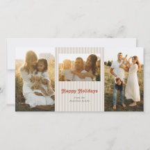Modern Striped Retro Happy Holidays Multi-photo