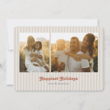Modern Striped Retro Happy Holidays Multi-photo