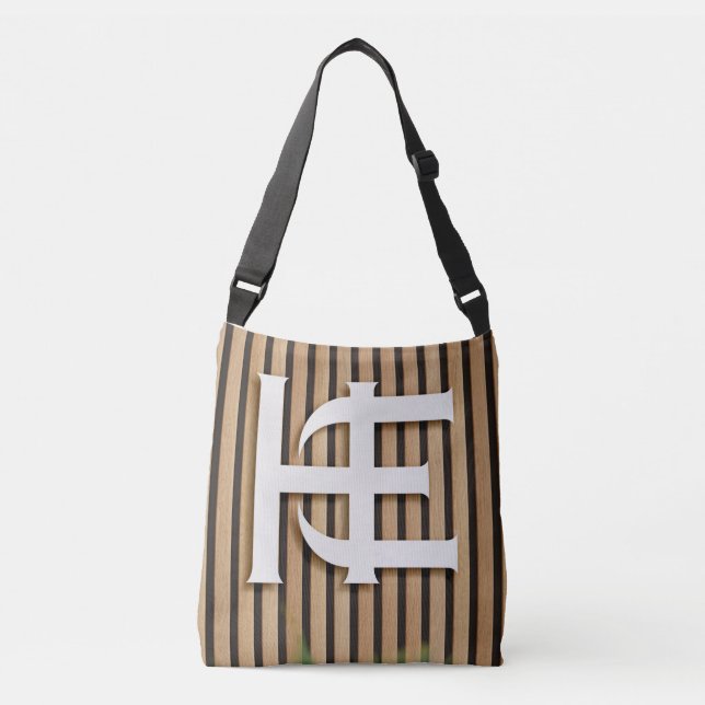 Modern Striped Shoulder Bag with Bold Monogram Des (Front)