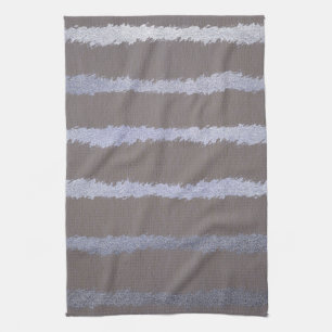 Modern striped silver and gray taupe metallic look tea towel