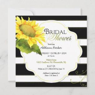 Modern Striped Sunflower Bridal Shower Invitation