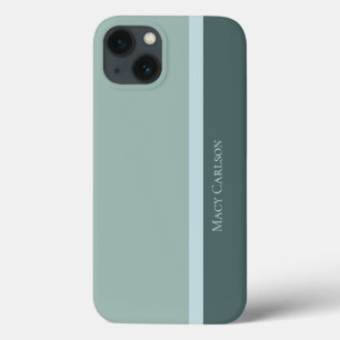 Modern Striped Teal Green & Baby Blue iPhone 13 Case