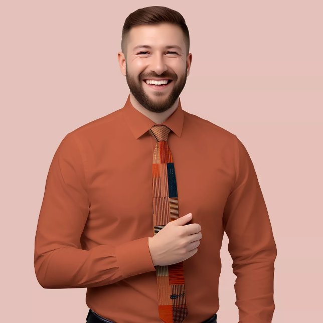 Modern Striped Tie with Brown and Orange Accents (Creator Uploaded)