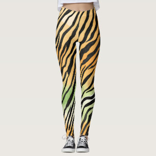 Modern Striped tiger skins Print big cats feline a Leggings