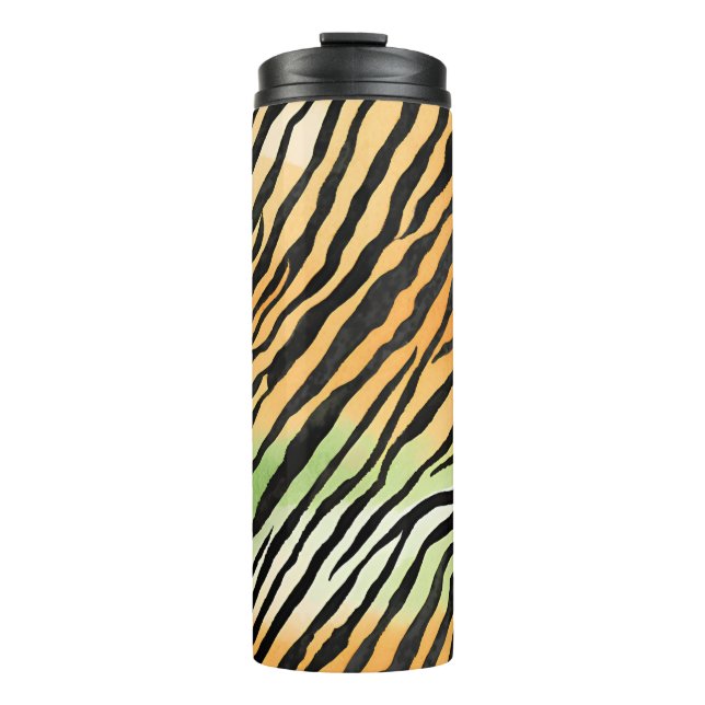 Modern Striped tiger skins Print big cats feline a Thermal Tumbler (Front)