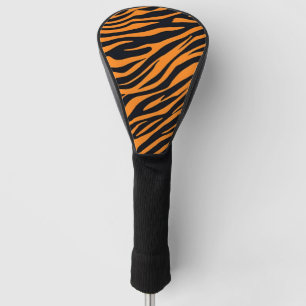 Modern Striped tiger skins Print feline wild black Golf Head Cover